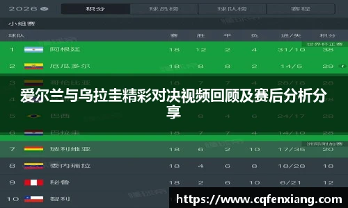 爱尔兰与乌拉圭精彩对决视频回顾及赛后分析分享